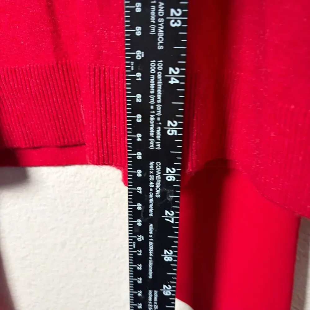 Chico's Sweater Women's Medium V-Neck 3/4 Sleeve Pullover Knit Red 1 Tie